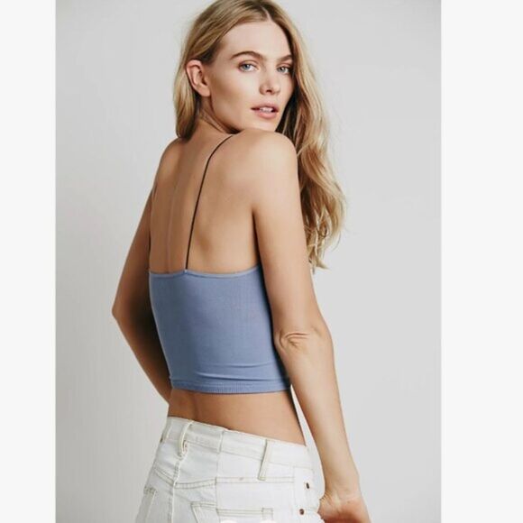 Free People XS S Brami Gray Grey Cami Crop Tank Boho Coquette BalletCore Sexy - Picture 4 of 5